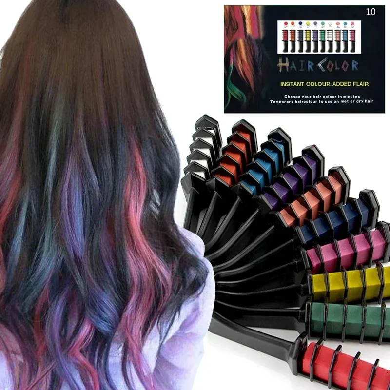 10PCS Non-toxic Children's Color Dyeing Hair Combs Children's Pretend Play Makeup Toys Disposable Hair Dyeing Comb Gifts