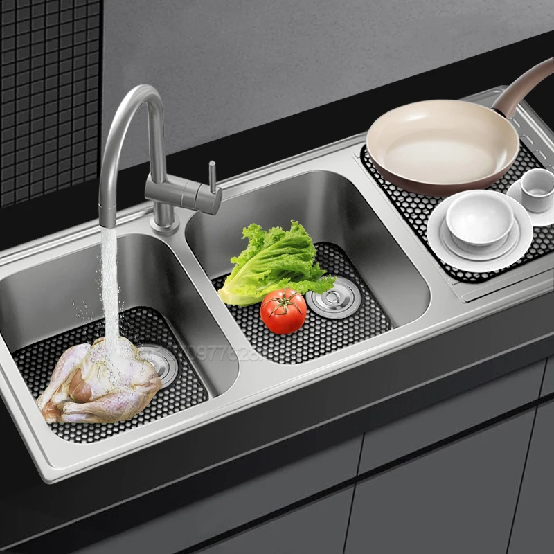 Silicone Sink Mat Heat-Resistant Sink Protectors Multifunctional Kitchen Bottom Protective Mats Kitchen Grid Accessories