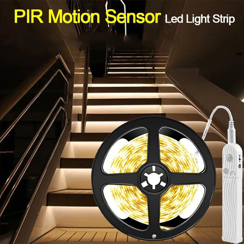 5M Battery Led Strip with PIR Motion Sensor Induction Night Light Tape