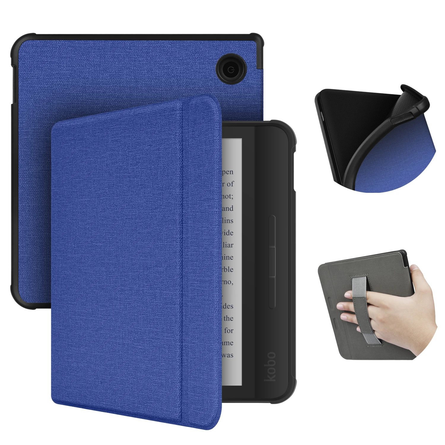 Kobo Libra Protective Case with Hand Strap and Sleep/Wake Feature - 7 Inch Ebook Cover