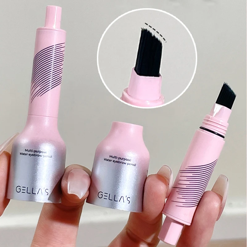 Tint Eyebrows Cream Water Eyebrow Pencil Hairline 2IN1Waterproof Natural Black Brown Ink Press Wild Eyebrow Enhancers Pen Makeup 6