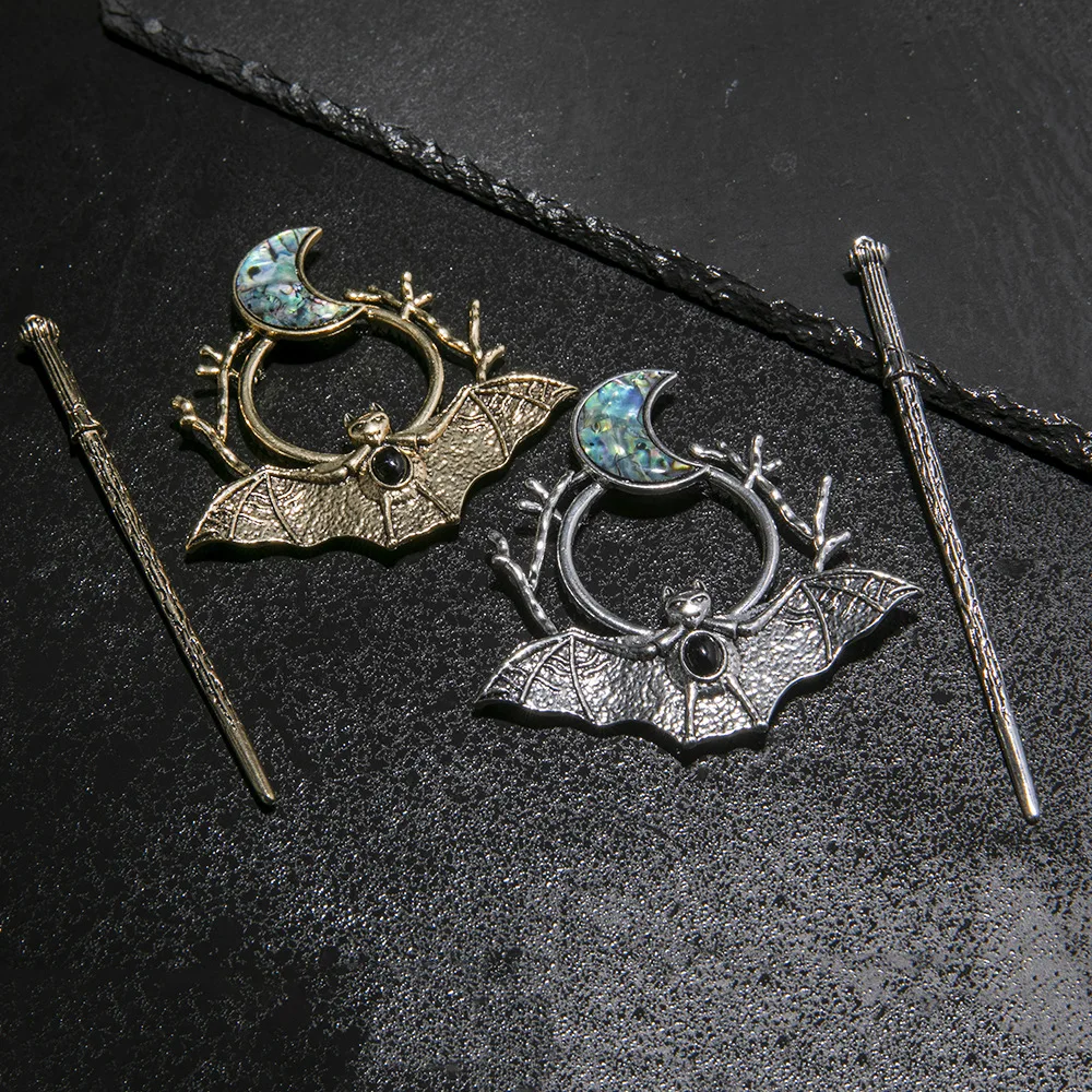 Wikinger Tiere Haarnadeln Keltischer Wolf Haarstab Goth Hirsch Oktopus Fledermaus Quasten Haarspangen Zweig Halbmond Slide Clip Kopfschmuck – Detail 15