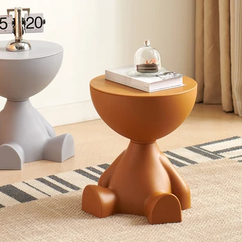 Small flat head coffee table cream style, home living room sofa side table table, round side table 3