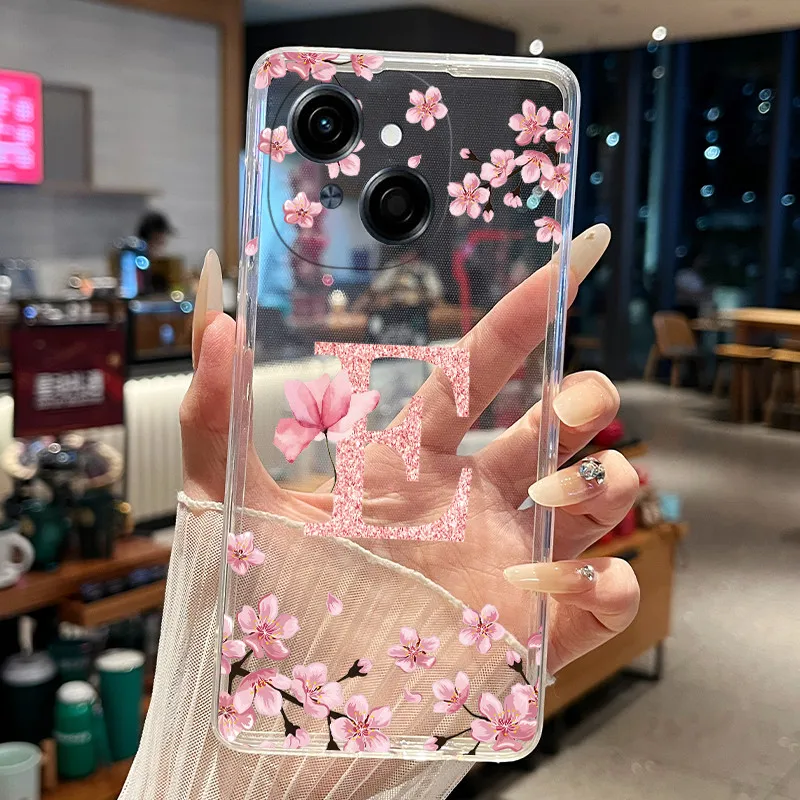 Floral Transparent Slim Silicone Phone Case - Fashionable Soft Bumper Cover