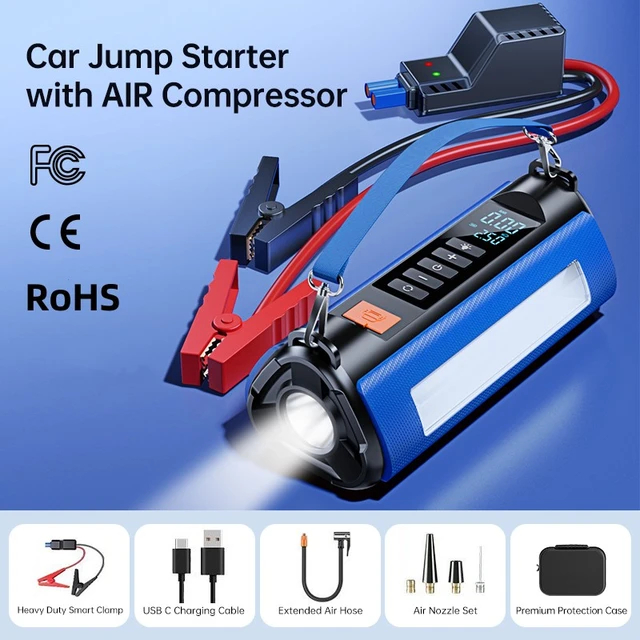 JOMGAND JQP3750 Jump Starter with Air Compressor, 3750A 12V Car