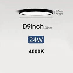 LED Ceiling Light with Remote Control - Dimmable Ultrathin Panel Lamp (24W - H - 4000K)