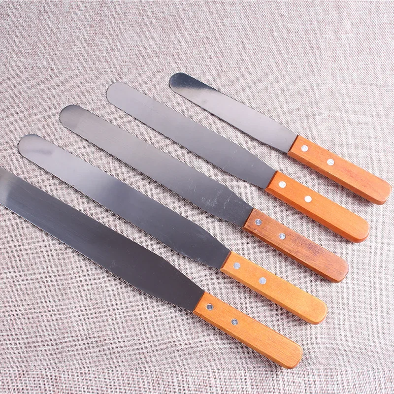 Cake Decorating Tools Cream Spatula Cake Spatula Kitchen Spatula 6/8/10/12 Inch Stainless Steel Wooden Handle Straight Offset Diy Cake Cream Tools