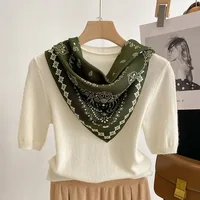 68cm Green Cashew Printed Scarf Women's Spring and Summer Thin Imitation Silk Scarf Fashion Versatile Shawl Headscarf Scarfs - Image 3
