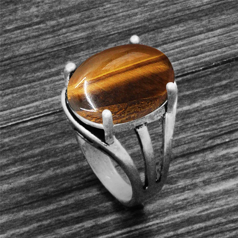 Vintage Oval Quartz Lapis Jades Amethysts Rings Antique Silver Plated Natural Stone Tiger Eye Unakite Women Ring 8 Colors crystal rings stone rings fashion rings fashion ring finger rings metal rings