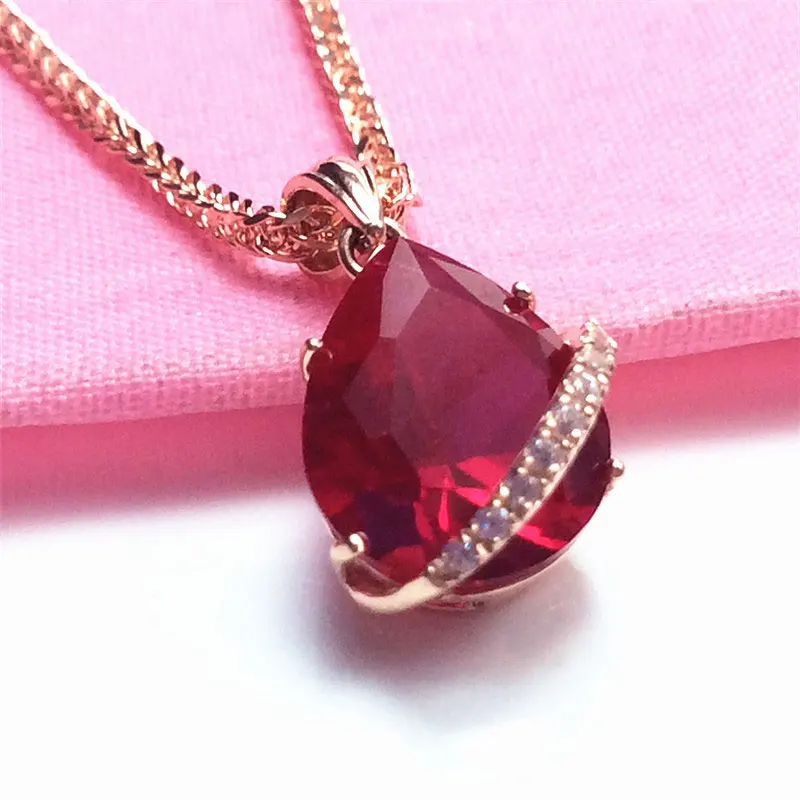 

Женское ожерелье из розового золота 585 пробы, с подвеской в виде рубина и фиолетового золота 14 к, модная Роскошная цепочка до ключиц, ювелирные украшения для женщин