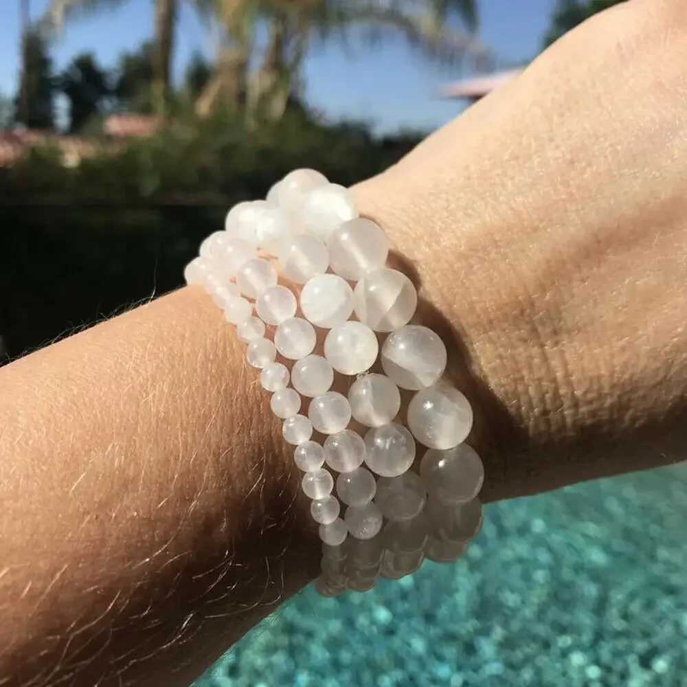 Natural Stones Minerals Selenite | Crystal Healing Selenite | Bracelet  White Selenite - Stones - Aliexpress