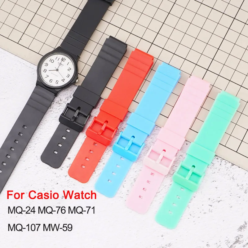 Cinturino In Gomma Resina Da 16Mm Per Orologio Casio Mw-59 Mq-24 Mq-27 Mq-76 Mq-71 Mq-107 Sostituire Il Cinturino Colorato Sport Fashion Band Tool