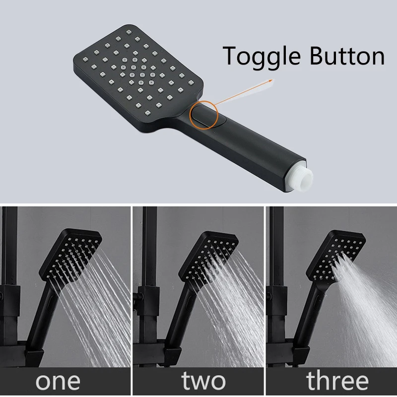 Black Temperature Faucets Bathroom Accessories Sets Shower Faucet Bathroom Hybrid Bathtub Mixer Crane Shower Spray With Shelf