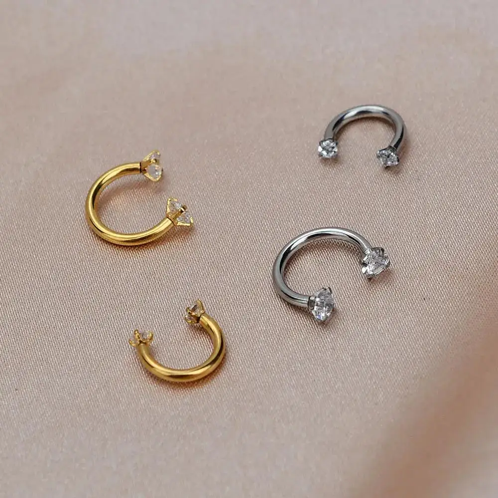 1PC Edelstahl Tragus Piercing Helix Ohrstecker Frauen Hufeisen Nasenring Hoop Conch Rook Daith Lobe Piercing Schmuck – Detail 6