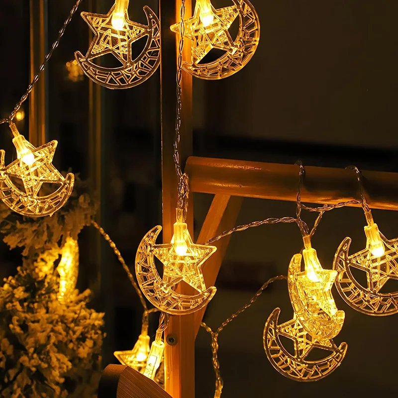 1.5/3/6M Eid mubarak LED Star Moon Lights String Ramadan Decoration ...