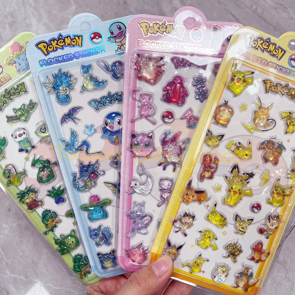 Niedliche Anime Pokemon 3D Harz-Aufkleber Kawaii Pikachu Jelly Sticker Dekorative Kristall-Aufkleber Handyhülle DIY Kinder Spielzeug Geschenk