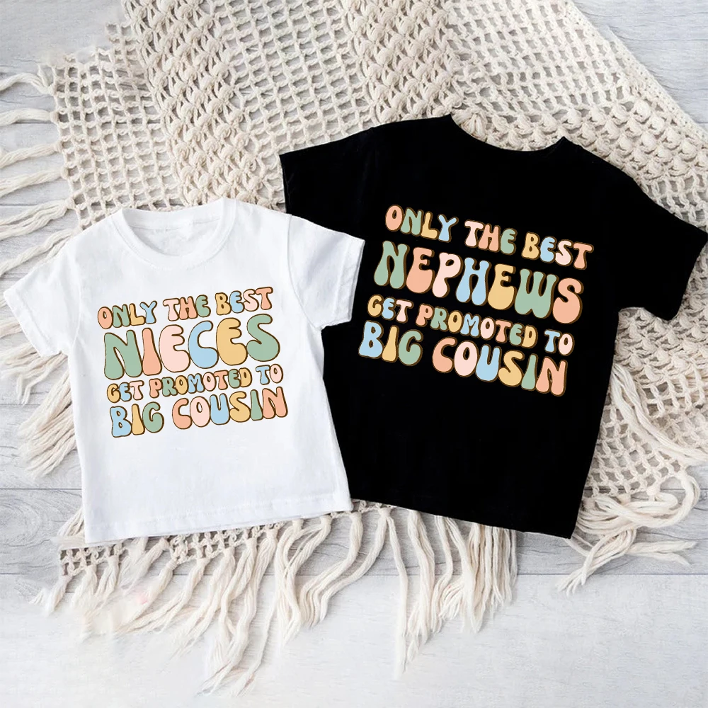 Nur die besten Nichten Neffen werden zu Big Cousin Shirt Big Cousins Tops Kinder Sommer Kurzarm T-Shirt Jungen Mädchen Shirts befördert