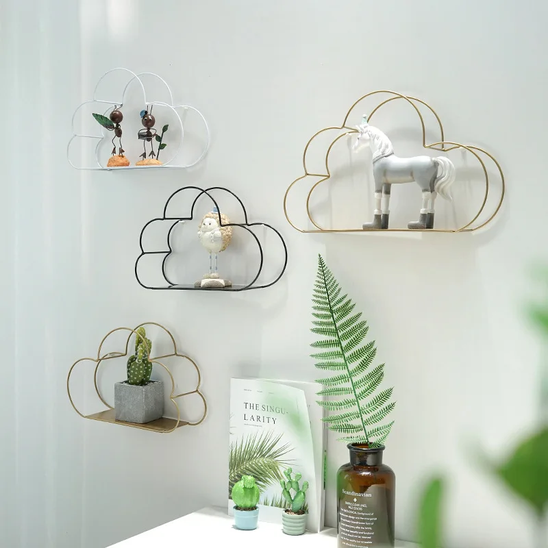 Nordic Metal Cloud Iron Storage Rack Shelf Wall Hanging Decor Grids