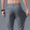 Summer New Stretch Soft Suit Pants Men Thin Fashion Business Elastic Waist Korean Slim Brand Clothes Casual Formal Trousers Male