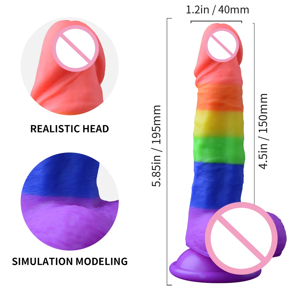 Simulation Dildo Rainbow Color Realistic Oversized Female Masturbator Vibrator Wearable Gun Machine Silicone Big Cock Adult Toys