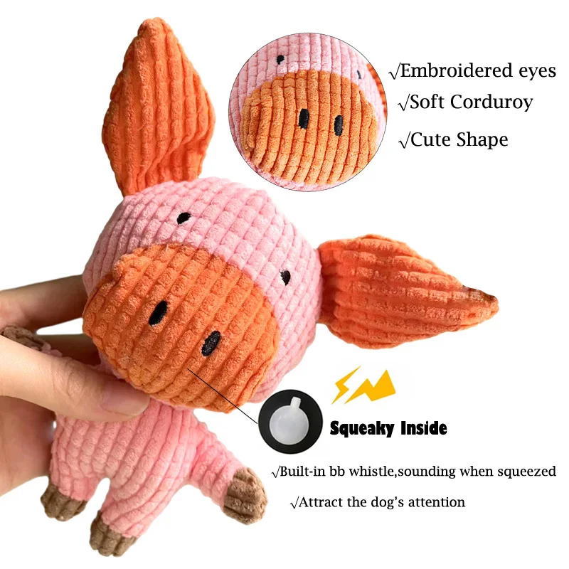 Plush Dog Toy for Small Medium Pets Funny Interactive Squeaky Toys Cow/Pig Shape Stuffed Dog Chew Toy Supplies 3