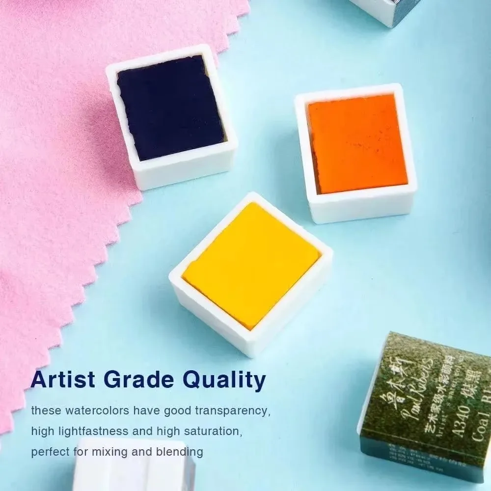 Paul Rubens 12/24/48 Colors Watercolor Set Artist Grade Solid Watercolor Pigment with Portable Metal Box for Artists Beginners