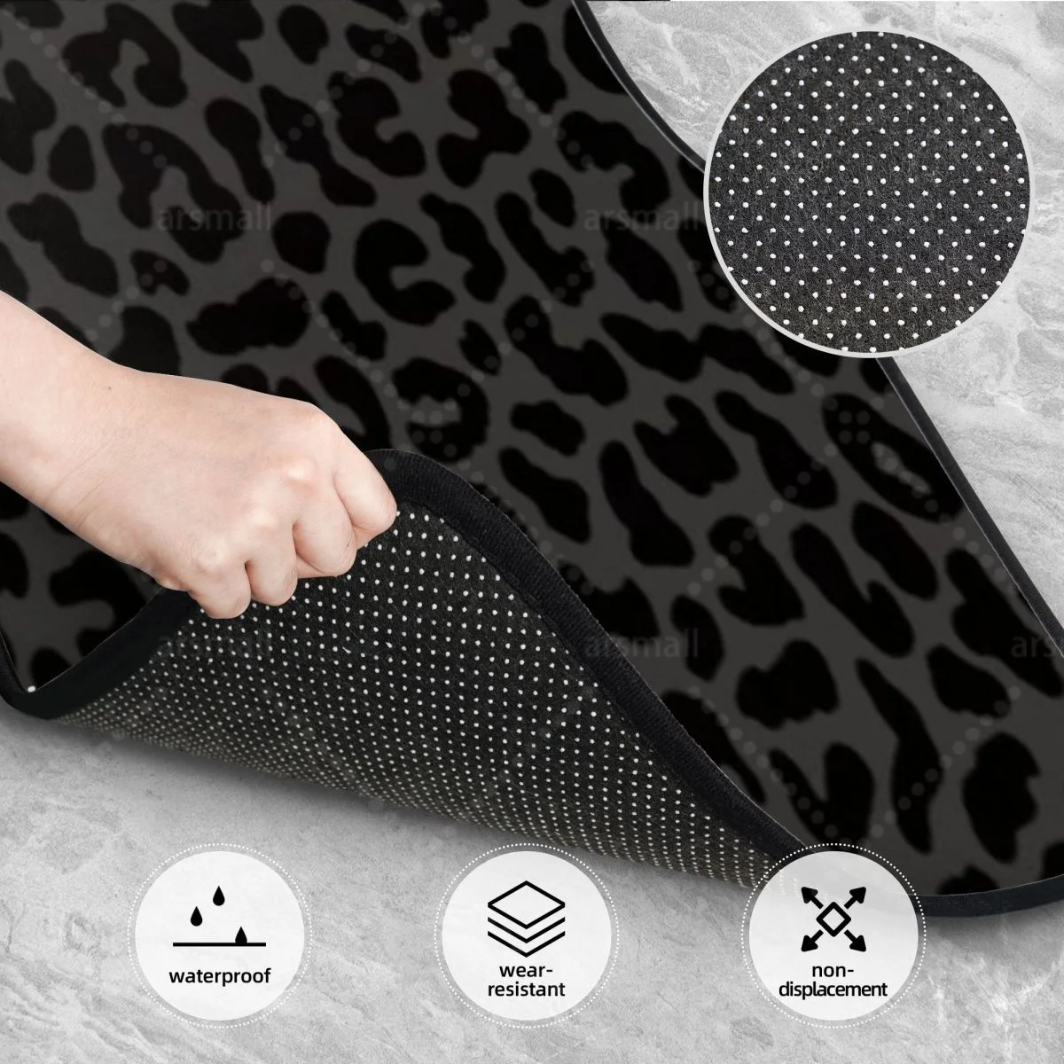 أسود ليوبارد طباعة الحصير سيارة 4 قطع مجموعة المضادة للانزلاق الأمامي والخلفي القدم الحصير العالمي اكسسوارات السيارات لسيارات الدفع الرباعي