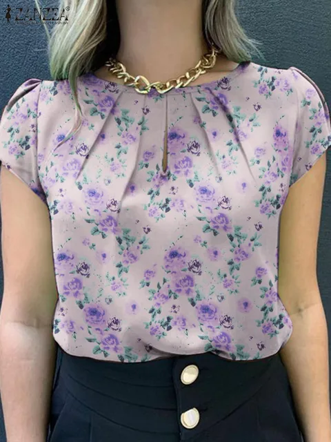 Elegância e Conforto em uma Camisa Versátil da ZANZEA 2 Camisa de Trabalho OL Floral ZANZEA