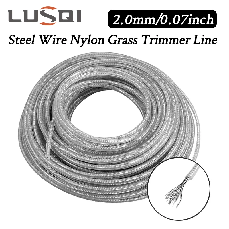 Steel Wire Nylon Grass Trimmer Line for Lawn Mower 2mm*5m/10m/15m grass trimmer line trimmer line