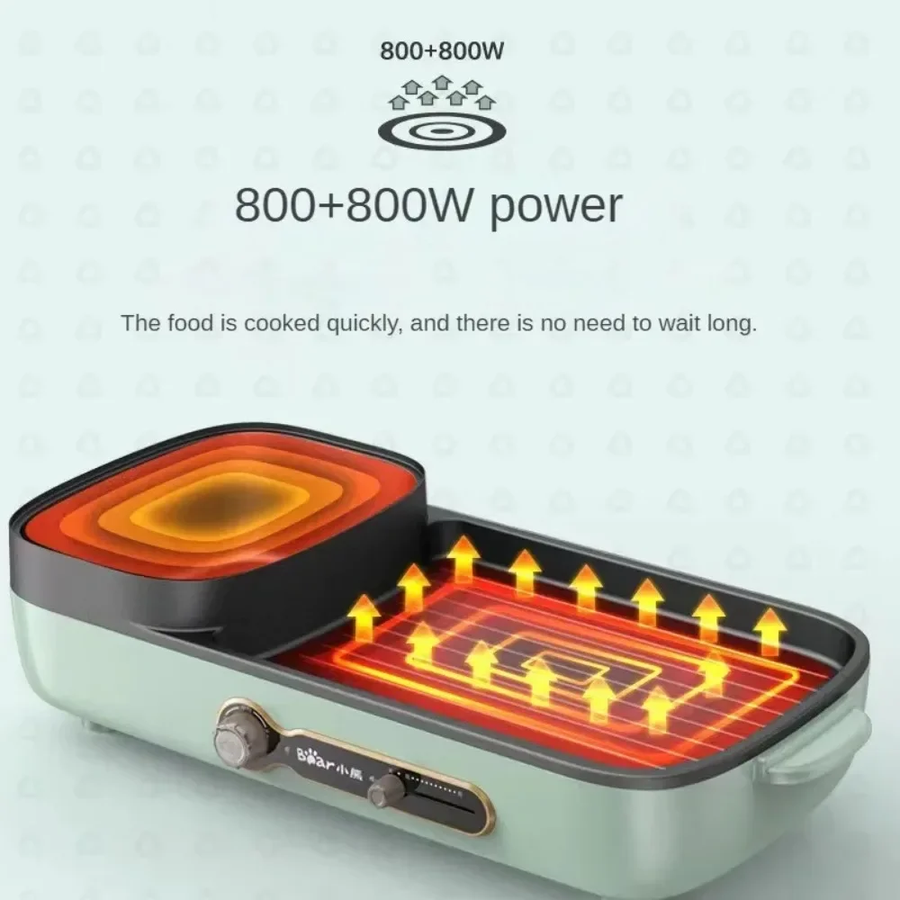 1600W Electric Stove, 220V Hot Pot Electric Cooker With Grill,Multi-Function Electric Roaster Pan,Non-Stick Cooking Surface 4
