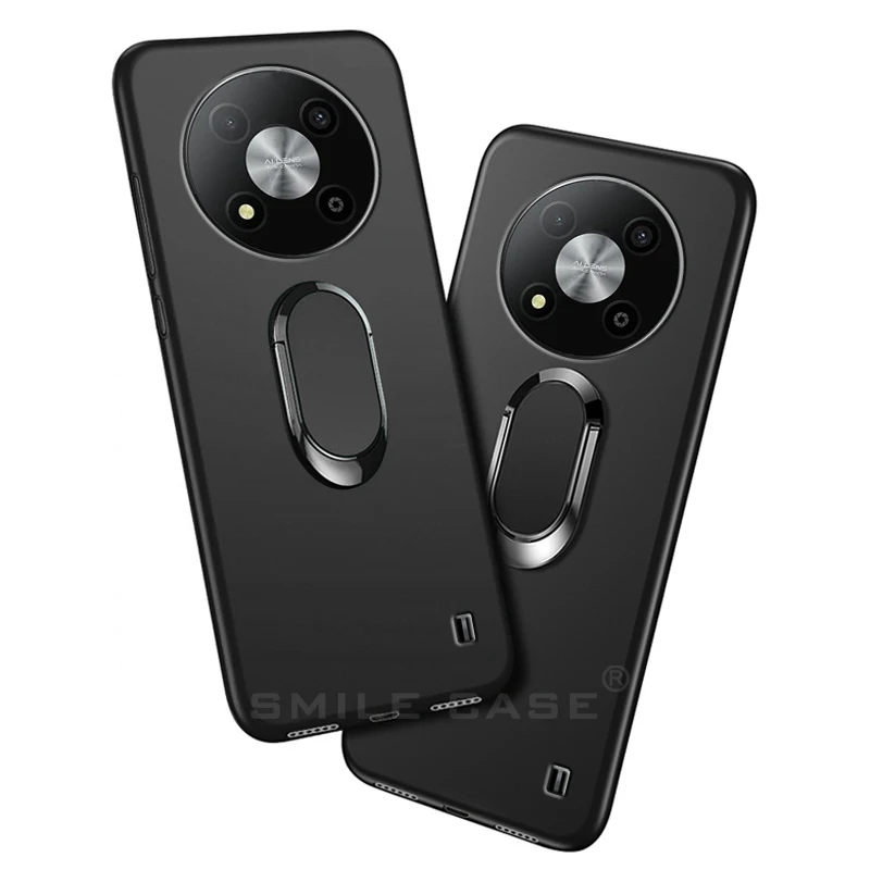 ZTE 블레이드 A73 5G Funda 용 커버 6.52 인치 블랙 클래식 핑거 링 ..