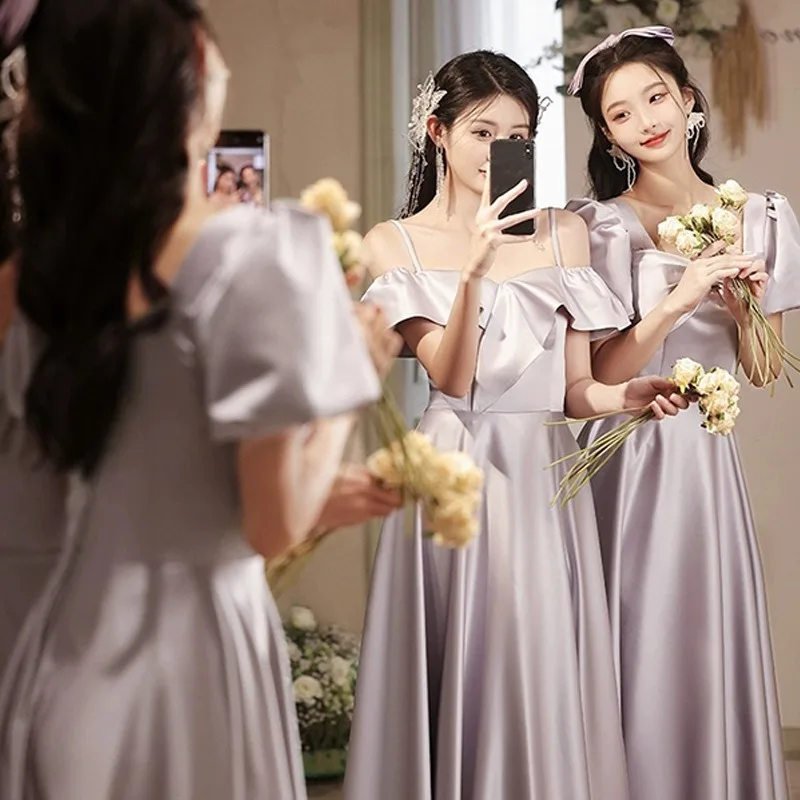 

Wedding Party Dresses Women Off The Shoulder Puff Sleeve Long Skirt Lace-up Women's Prom Dress Vestidos Elegantes Para Mujer