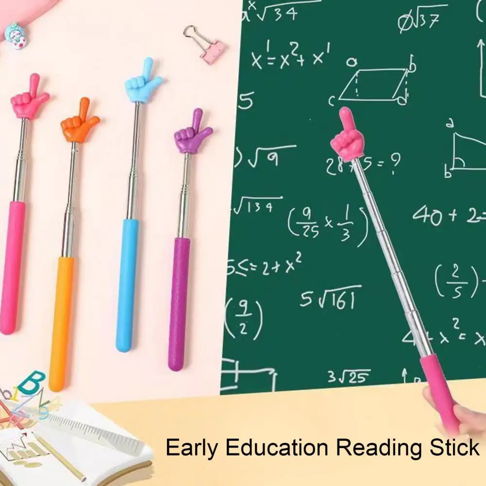 Electronic Whiteboard Pointer Finger Reading Stick Telescopic Stainless Steel Teaching Stick Lightweight Whiteboard for Reading Powerpoint Clicker