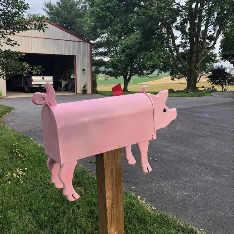 Metal Labrador Dog Mailbox Garden Decoration Funny Creative Cartoon Pink Pig Animal Mailbox Postal Box Farm yard Letter Box