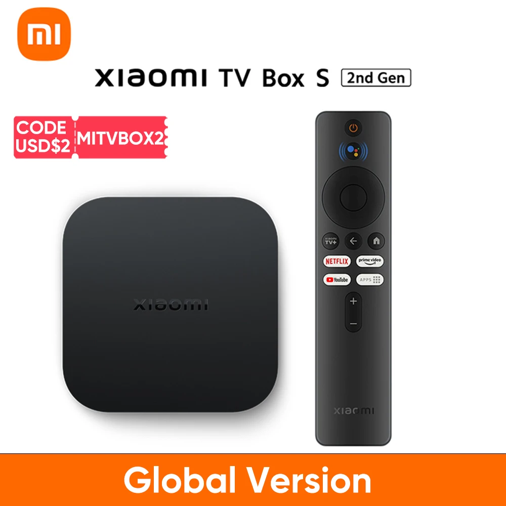 thumbnail image 1 of Versión global Xiaomi Mi TV Box S 2da generación 4K Ultra HD BT5.2 2GB 8GB Dolby Vision HDR10+ Asistente de Google Smart Mi Box S iptv, 1 of 5