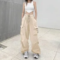 American retro workwear casual pants women's summer versatile straight leg hanging feeling ankle tied pants loose wide leg pants 3