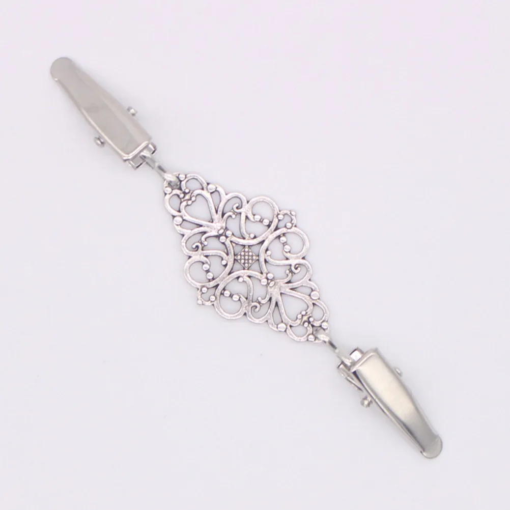 2개 레트로 합금 클립 튼튼한 플라스틱 이빨 걸림 없음 스웨터 숄 가디건 칼라 핀 드레스 액세서리 고대 청동 은색