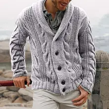 

Winter Autumn Men Solid Color Knitted Sweater Buttons Cardigan Warm Jacket Coat