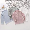 Autumn Girl Baby Floral Dot Long Sleeves Bottoming Shirt Children Ribbed Ruffle Thin T-shirt Kid Cotton Solid Thin Casual Tees 4
