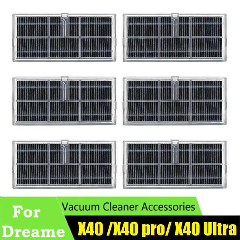 

6PCS Filters Replacement Parts for Dreame Bot X40 /X40 Pro/ X40 Ultra Vacuum Cleaner Washable HEPA Filters