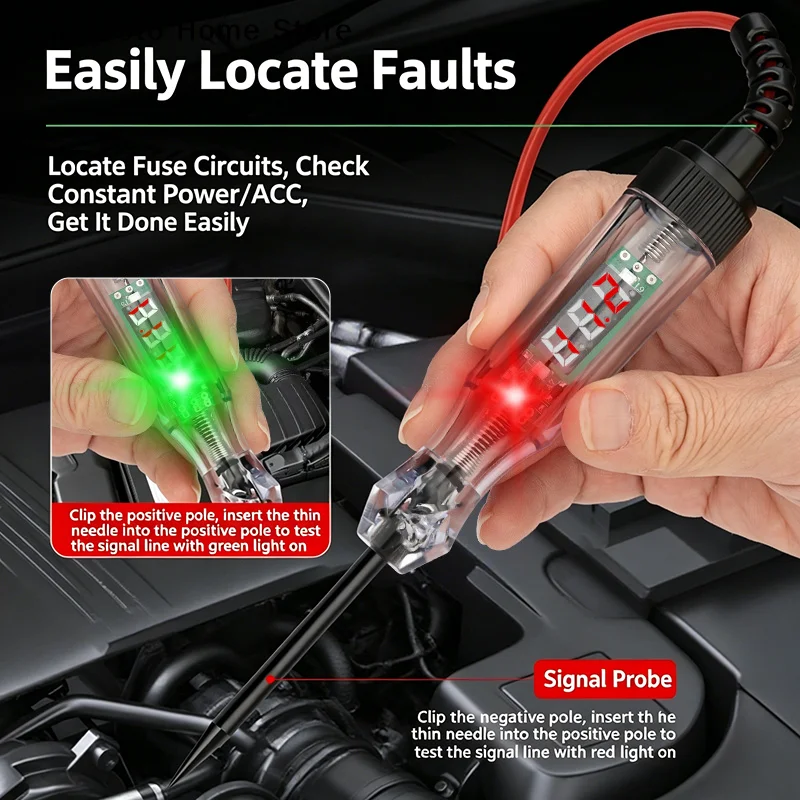 【DM】Penna Tester Digitale Diagnostica per Auto 3V-120V con Display e Copertura, Tester di Tensione per Circuiti Auto, Penna Elettrica per Misurazioni - Image 2