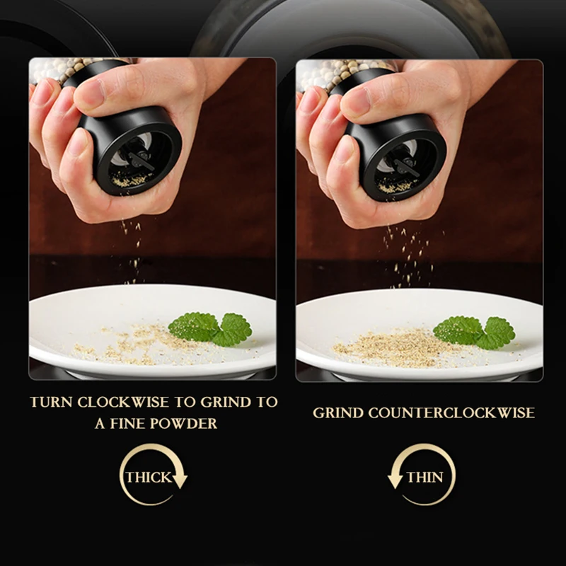 Salt And Pepper Grinder Refillable Pepper Shaker With Adjustable Thickness Spice Container Kitchen Manual Grinder Spice Mill