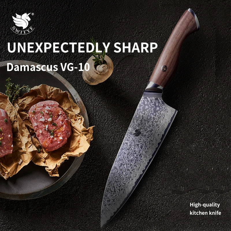 

SWITYF 8 Inch Professional Chef Knife Japanese Damascus Steel Cooking Tools Red Sandalwood Handle Vegetable Meat Kitchen Knife