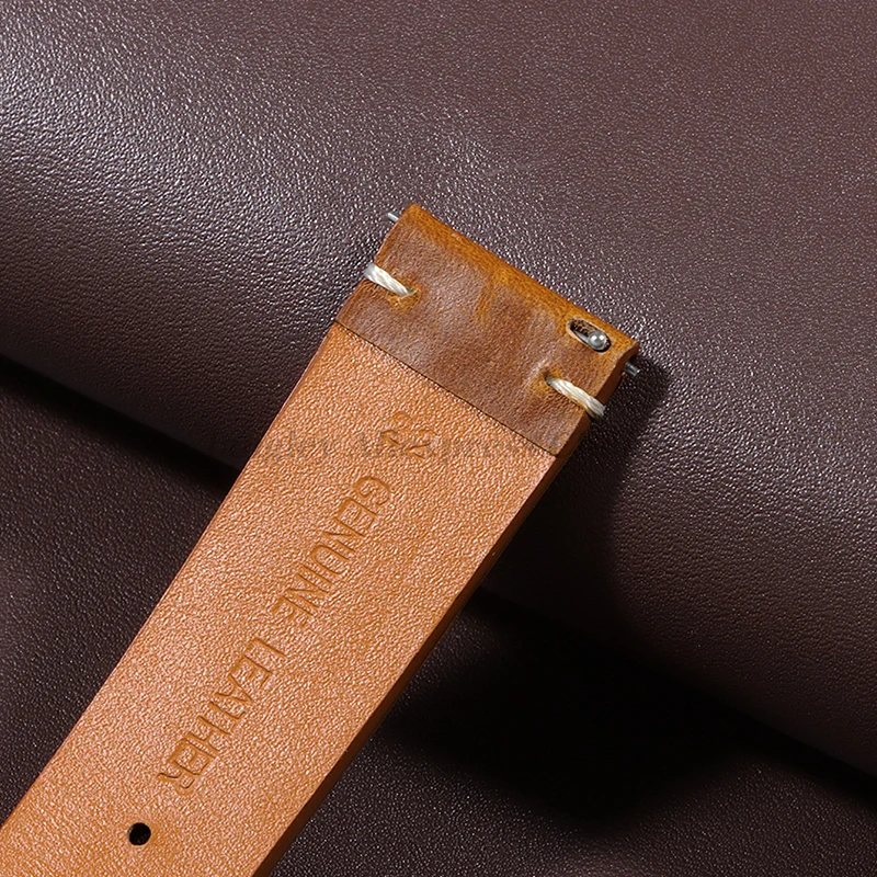 Vintage Oil Wax Genuine Leather Watchband - Quick Release Calfskin Strap