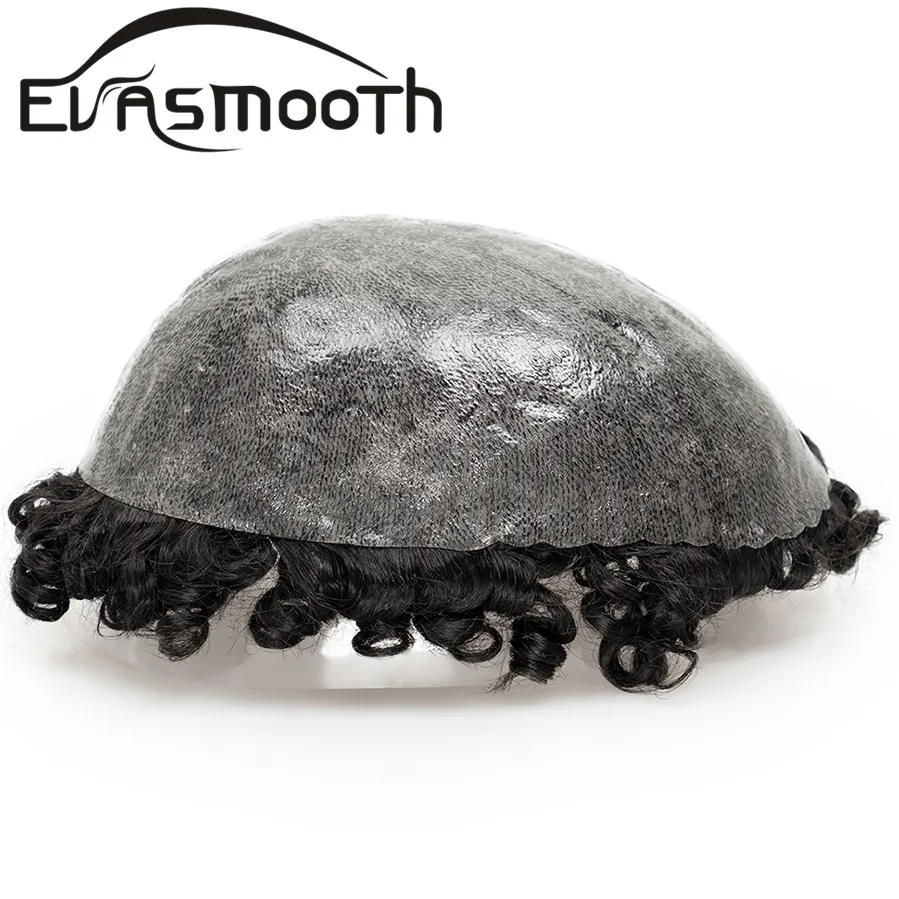 Human Hair Toupee Afro 15mm Curly Hair Men Wig 100% Human Hair Hairpiece Pu Base Men Toupee Replacement System Unit Men's Human Prosthesis human hair toupee