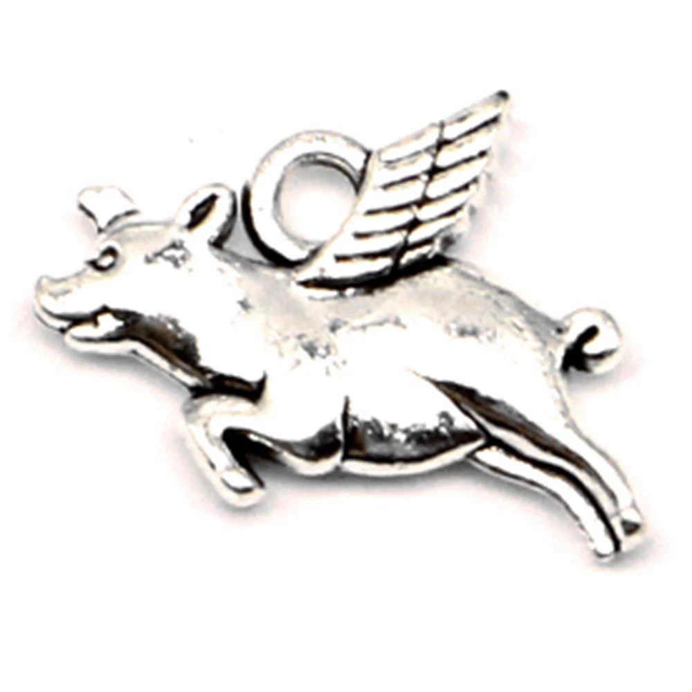 

Подвеска в виде свиньи, подвеска для мужчин, аксессуары для автомобиля, 10 шт., античное серебряное покрытие, 14x19 мм