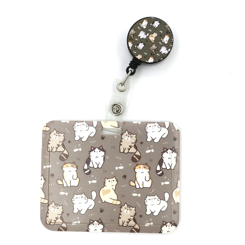 Cats Card Cover Clip Lanyard Retractable Student Nurse Badge Clip Cartoon ID Card Badge Holder accessories,retractable badge reel,badge holder,retractable id tag,retractable id lanyard