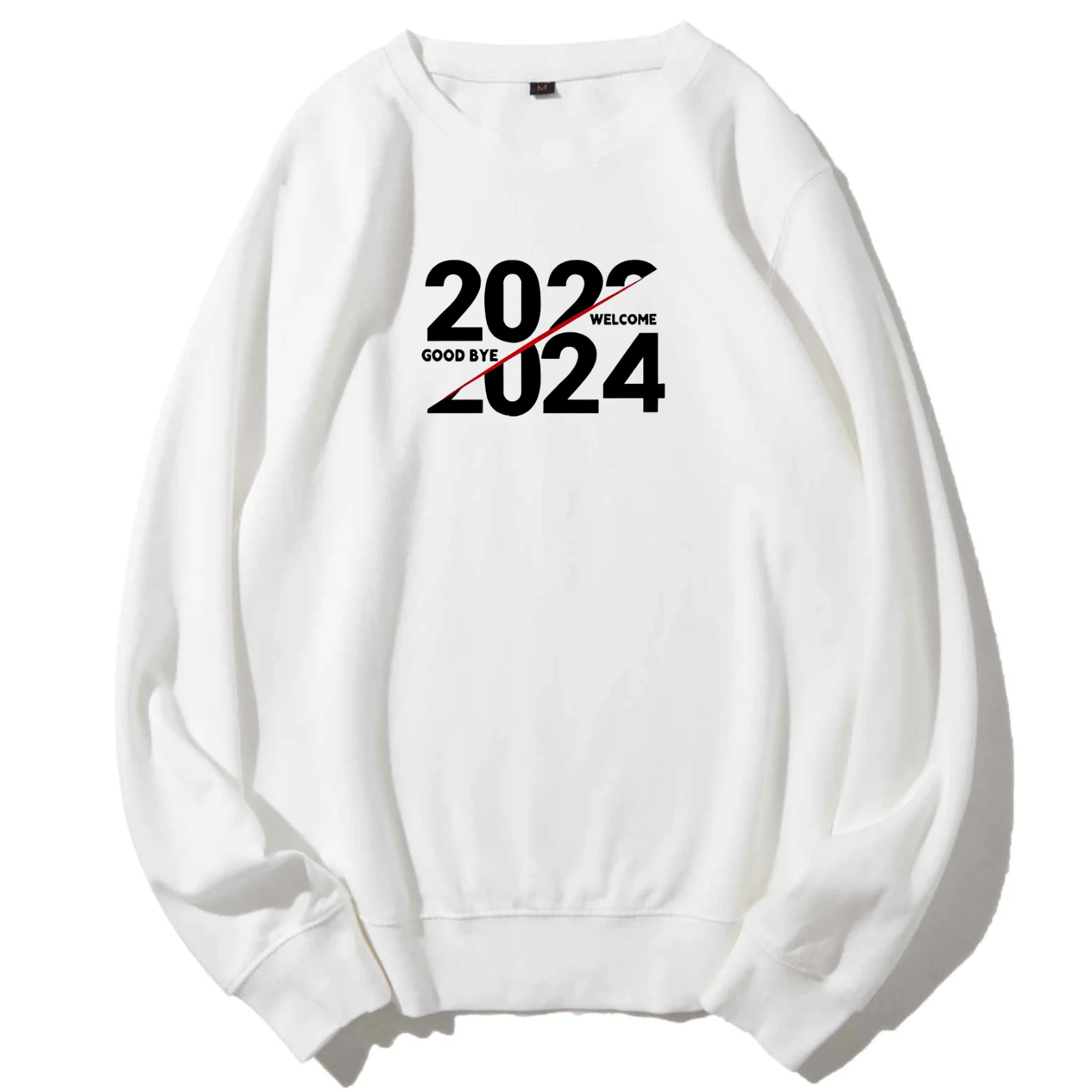 

Sweatshirt Good bye 2023 welcome 2024 Crewneck Pullover Welcome New Year Chinese Long Sleeve Patterned Sweatshirts