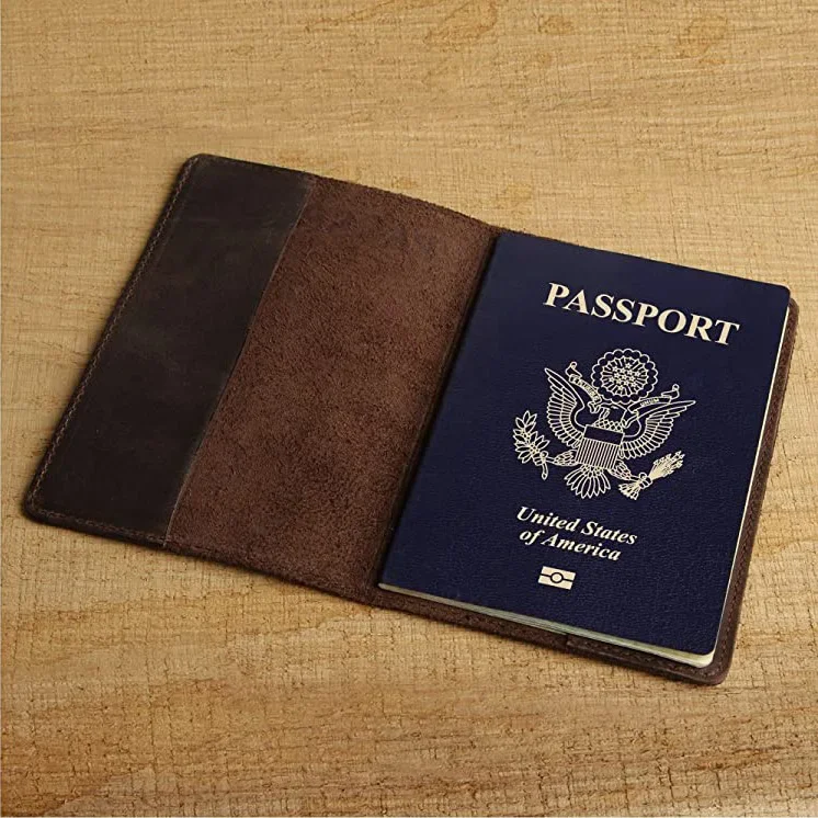 100% Genuine Leather Passport Cover USA Travel Men Genuine Leather  Cover The Passport America Passport Pouch