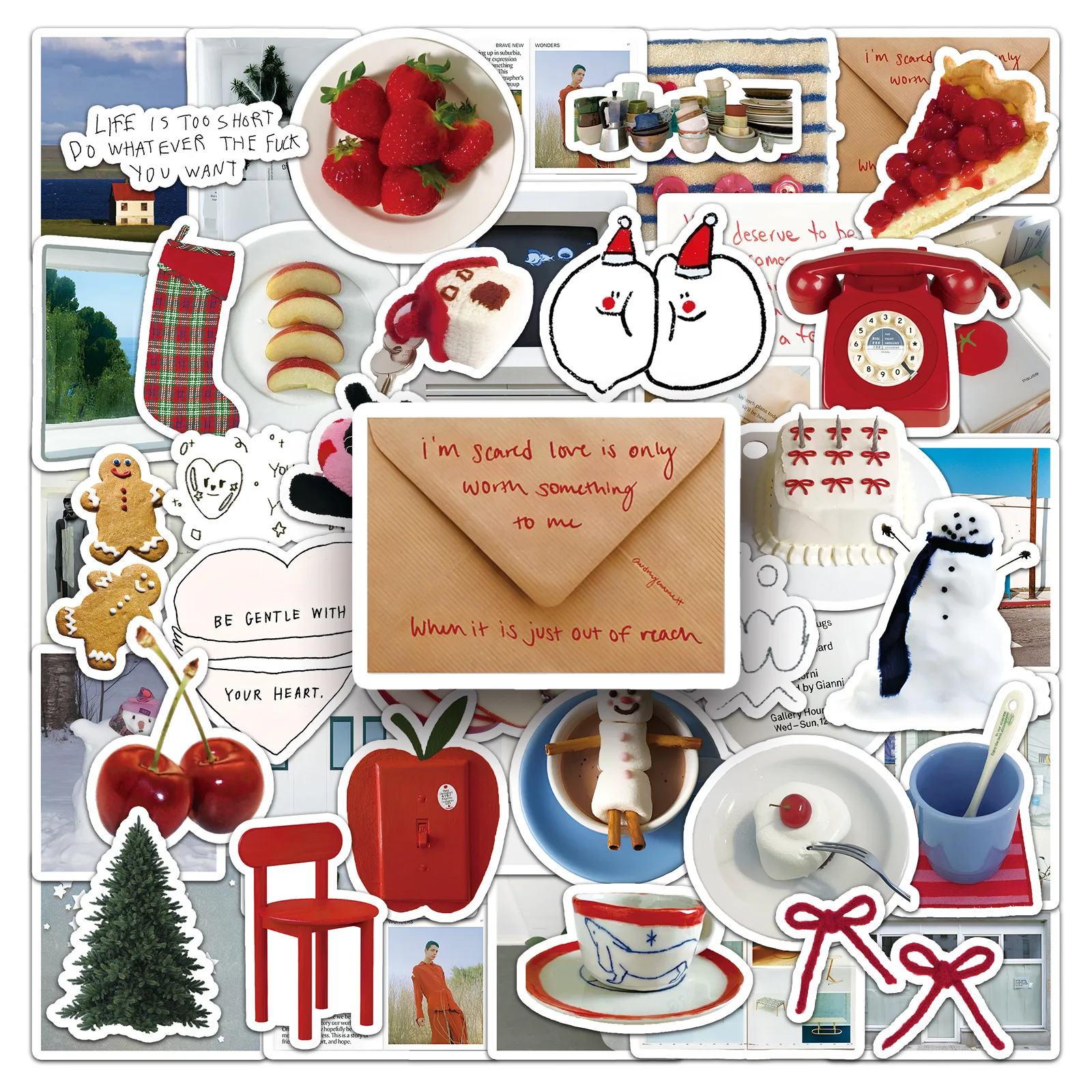 50PCS Aesthetic Korean Cream Stickers